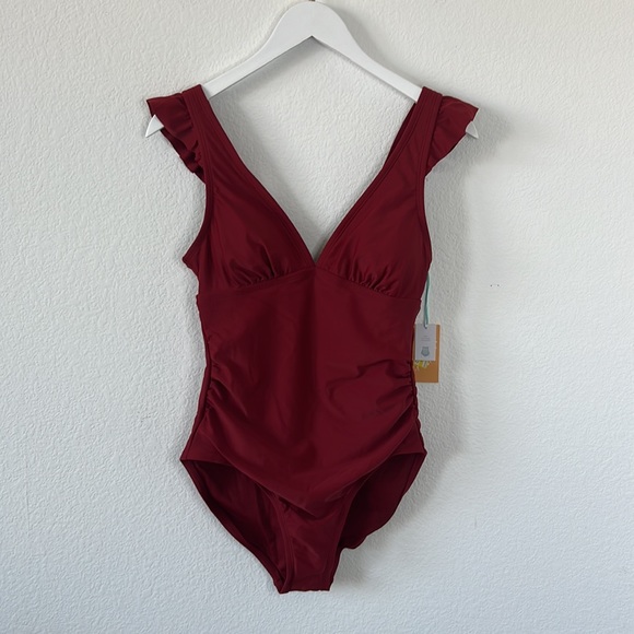 Kona Sol Ruffle Shoulder Bathing Suit - Picture 3 of 8